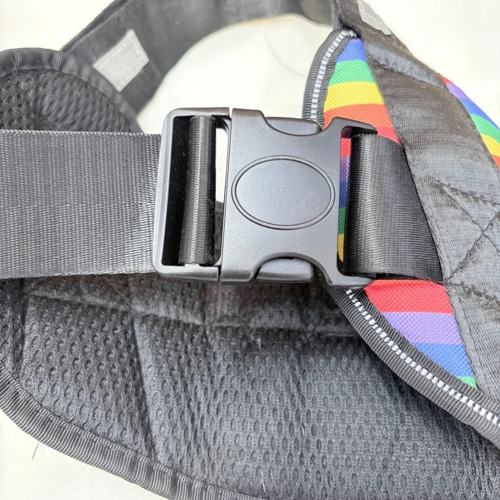 Joyride Dog Harness XL Rainbow Stripe Reflective Side-Clip No-Pull Pride